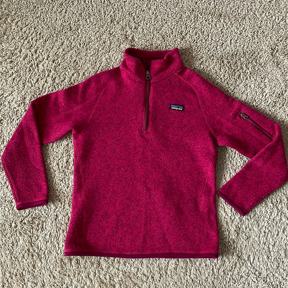 Patagonia Kids Better Sweater 1/4-Zip Fleece, Dark Pink